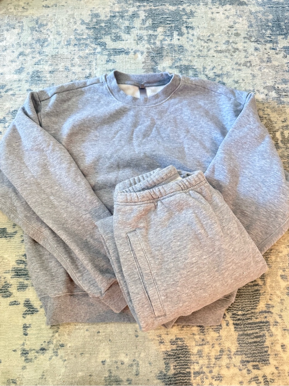 SKIMS Heather Gray Crewneck Sweatshirt and sweatpants set